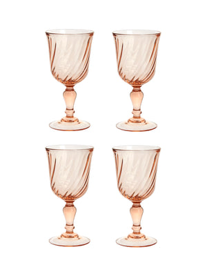  Vintage Pink Swirl Rosaline Wine Glasses Weston Table 