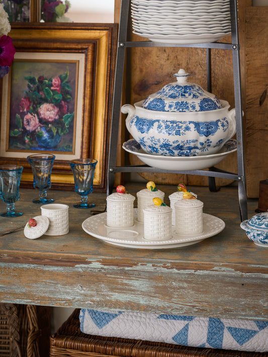 Vintage 1960s Pots de Creme Pots and Platter Weston Table