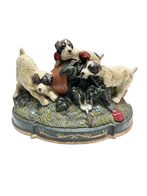  Vintage Puppies in the Garden Cast Iron Doorstop Weston Table 