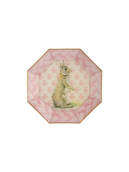 Vintage Rabbit on Pink Decoupage Plate One Weston Table