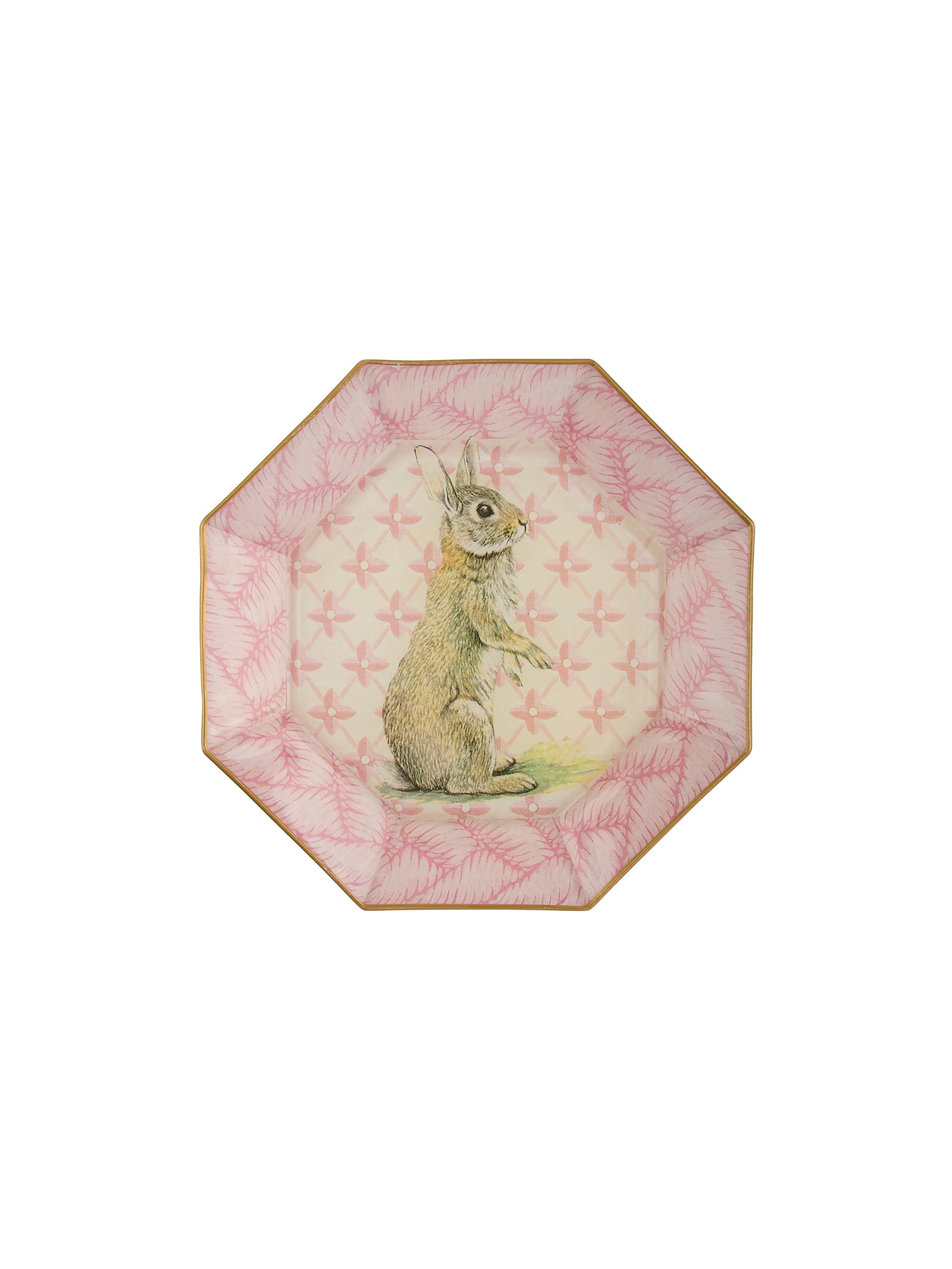 Vintage Rabbit on Pink Decoupage Plate One Weston Table