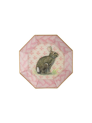  Vintage Rabbit on Pink Decoupage Plate Two Weston Table 