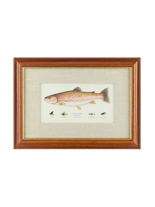 Vintage Rainbow Trout & Fly Art Two Weston Table