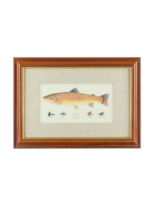 Vintage Rainbow Trout & Fly Art Two Weston Table