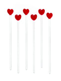 Vintage Red Heart Glass Cocktail Stirrers Set of Six Weston Table