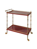 Vintage Retro Aldo Tura Red Lacquered Goatskin Bar Cart Weston Table