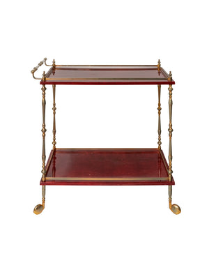  Vintage Retro Aldo Tura Red Lacquered Goatskin Bar Cart Weston Table 