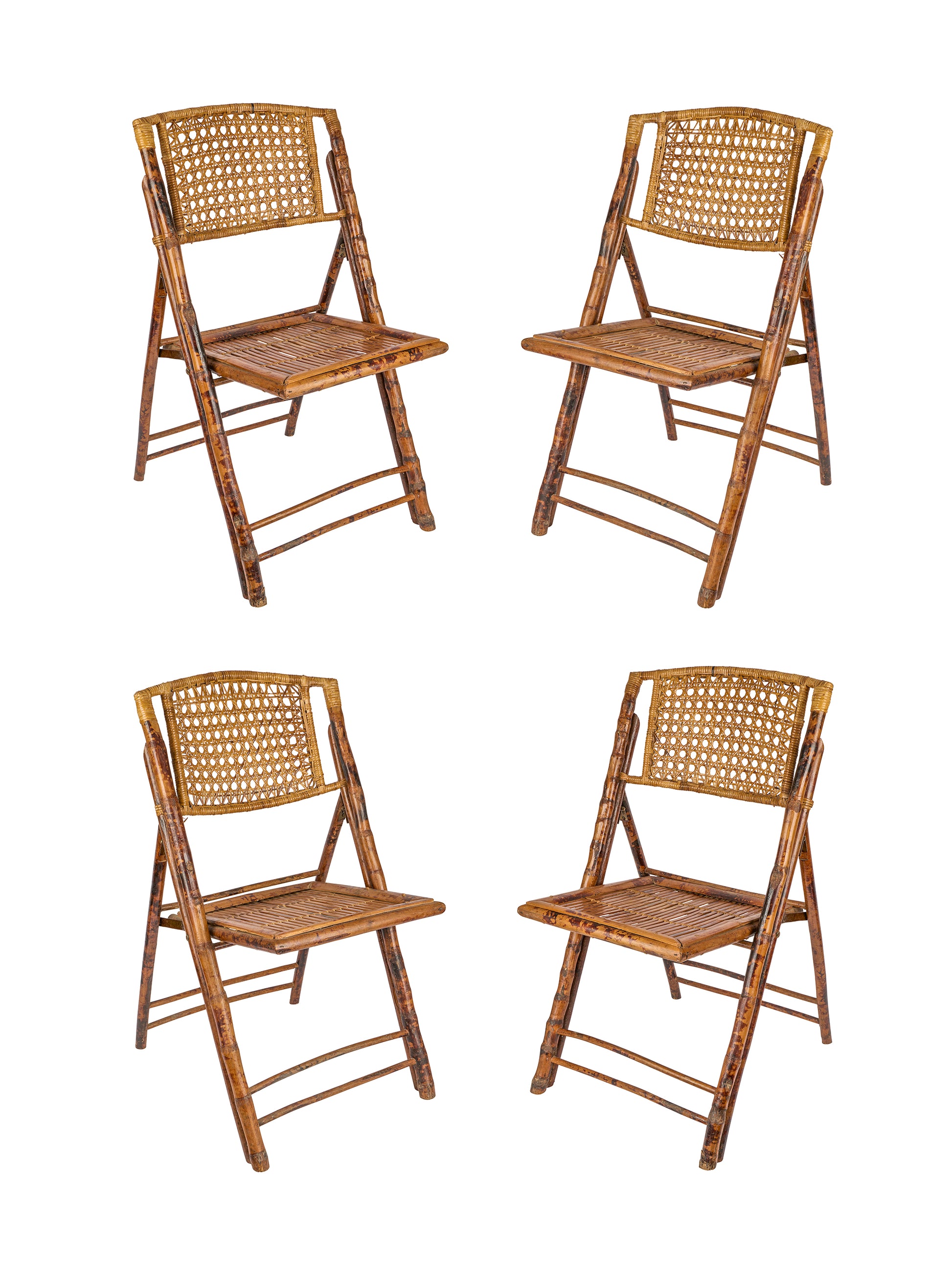 Vintage Retro Bamboo Folding Chairs Set of Four Weston Table