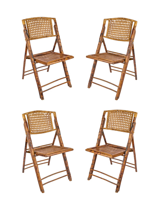 Vintage Retro Bamboo Folding Chairs Set of Four Weston Table