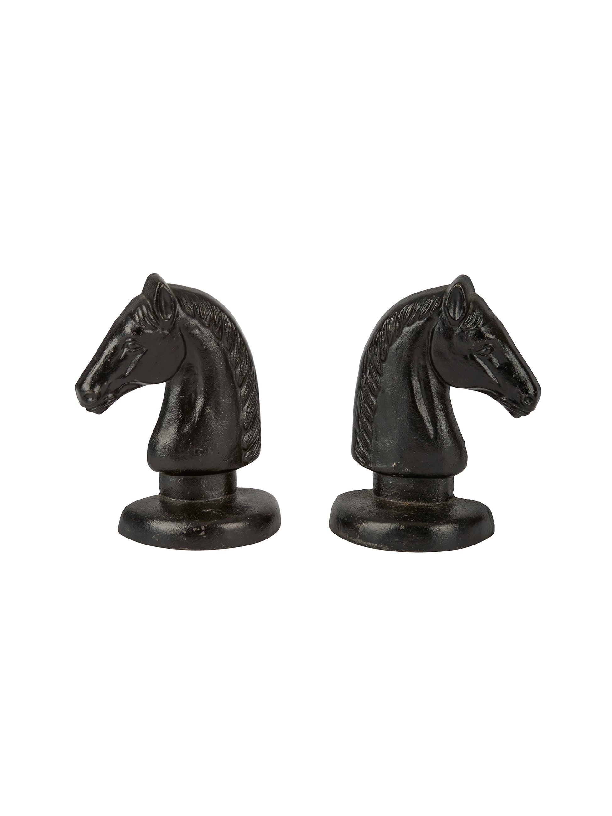 Vintage Retro Black Cast Iron Horse Bust Bookends Weston Table