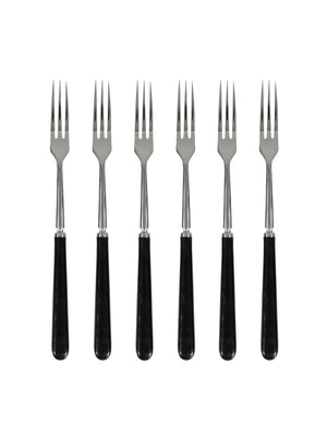  Vintage Retro Black Japanese Long-Handled Forks Set of Six Weston Table 