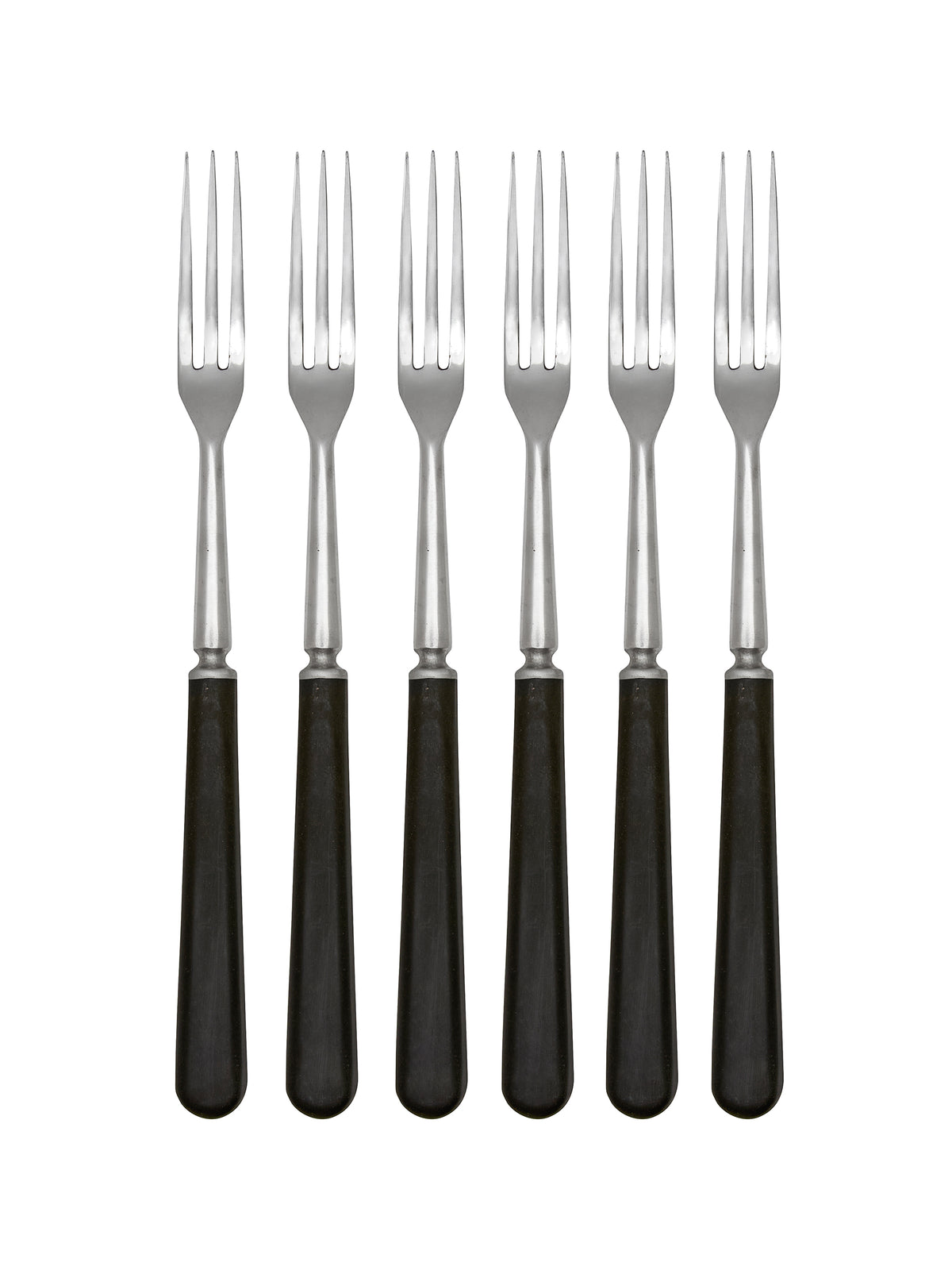 Vintage Retro Black Stainless Steel Japanese Long Handled Forks Set of Six Weston Table