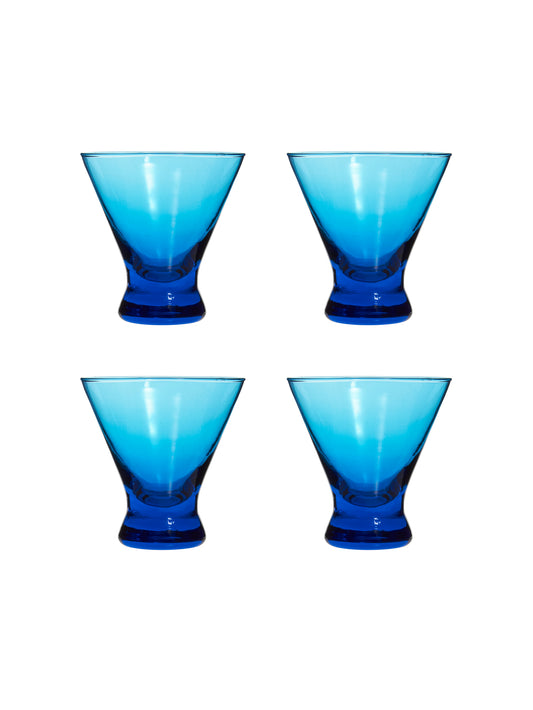 Vintage Retro Blue Cocktail Glasses Set of Four Weston Table