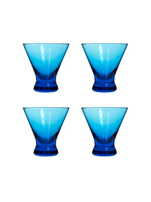  Vintage Retro Blue Cocktail Glasses Set of Four Weston Table 