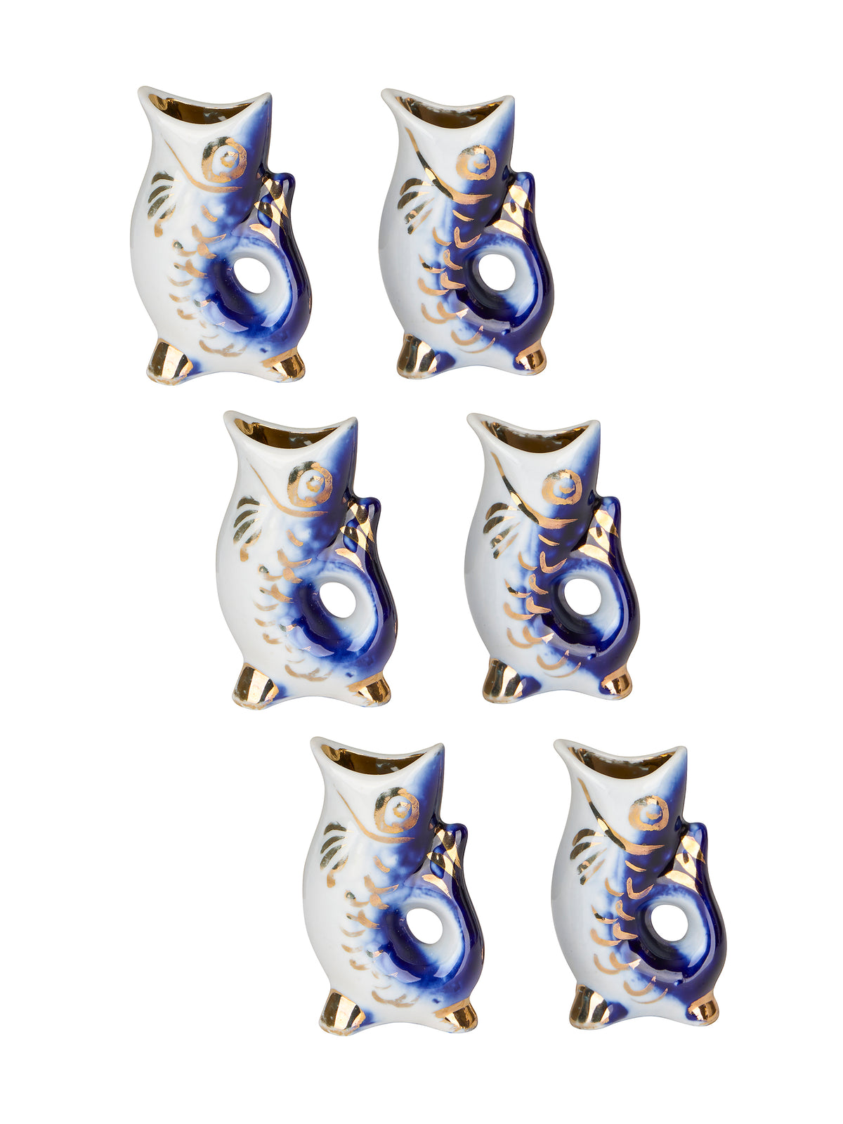 Vintage Retro Blue Fish Pitcher and Shot Glass Set Shot Glasses Set of Six Weston Table