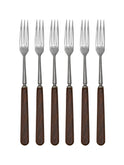 Vintage Retro Brown Stainless Steel Japanese Long Handled Forks Set of Six Weston Table