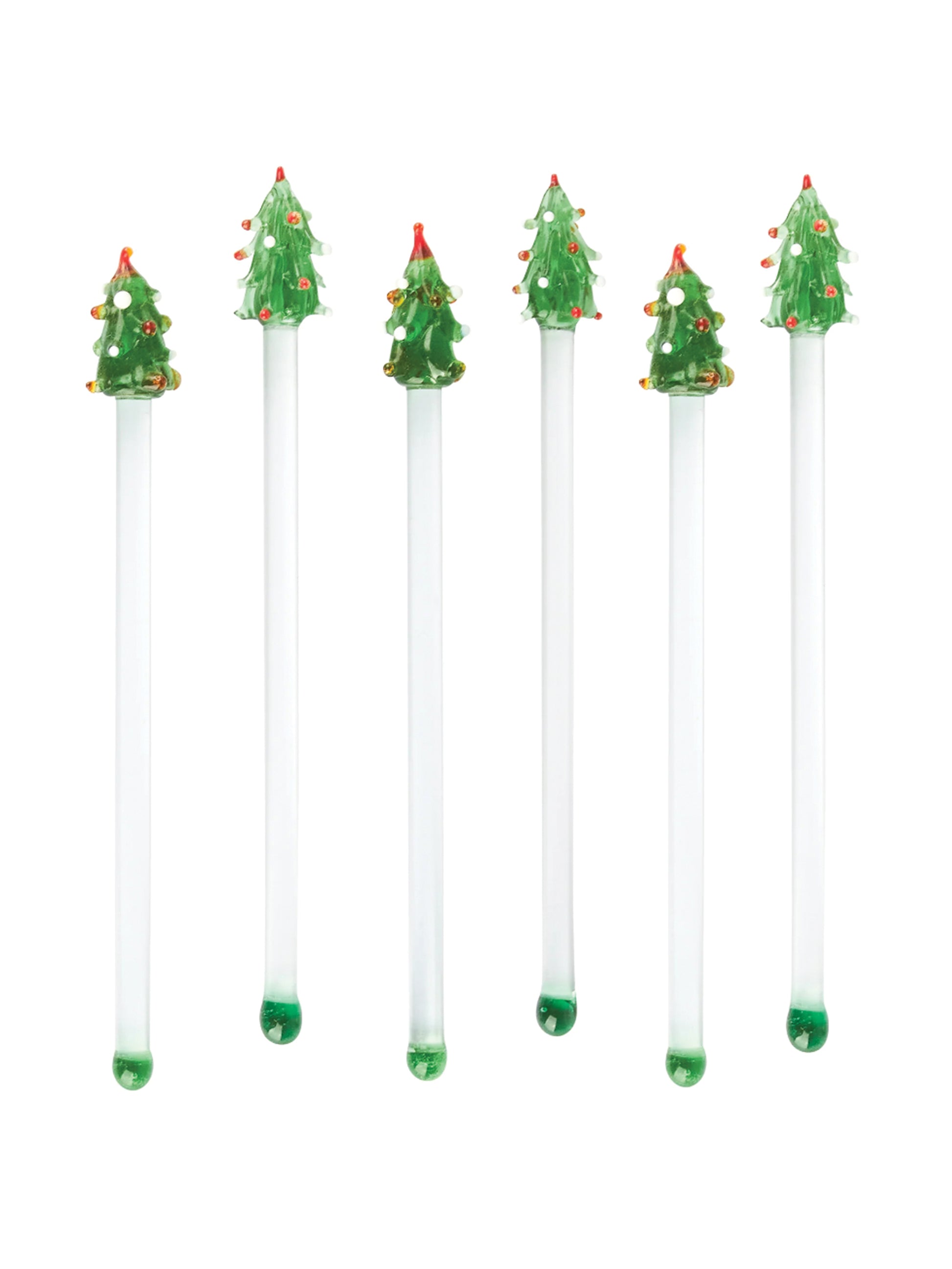 Vintage Retro Christmas Tree Glass Cocktail Stirrers Weston Table