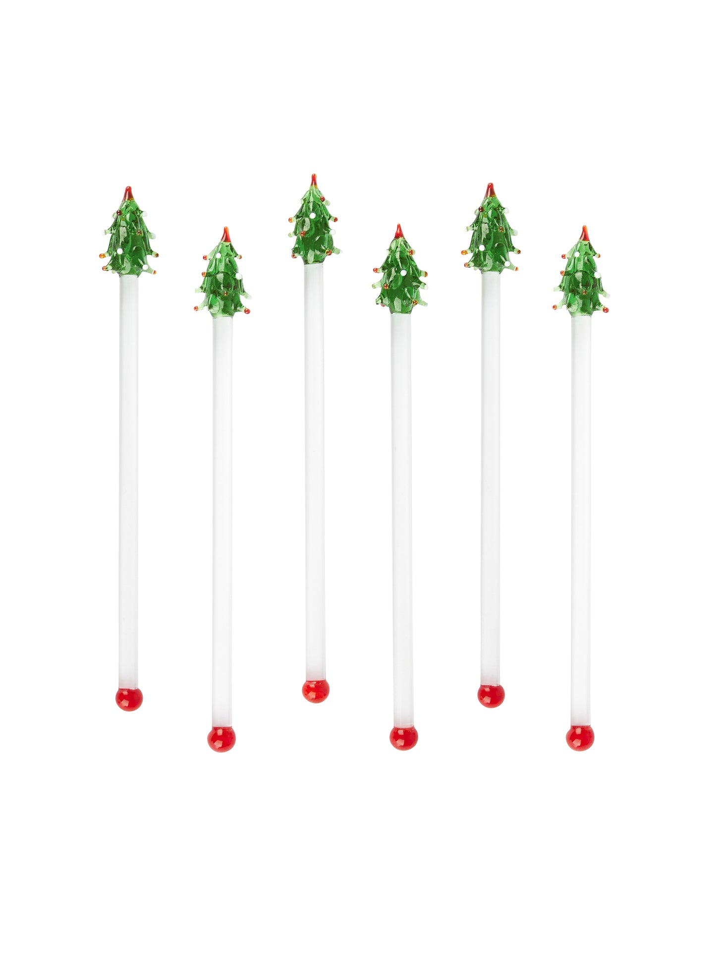 Vintage Retro Christmas Tree Glass Cocktail Stirrers Weston Table