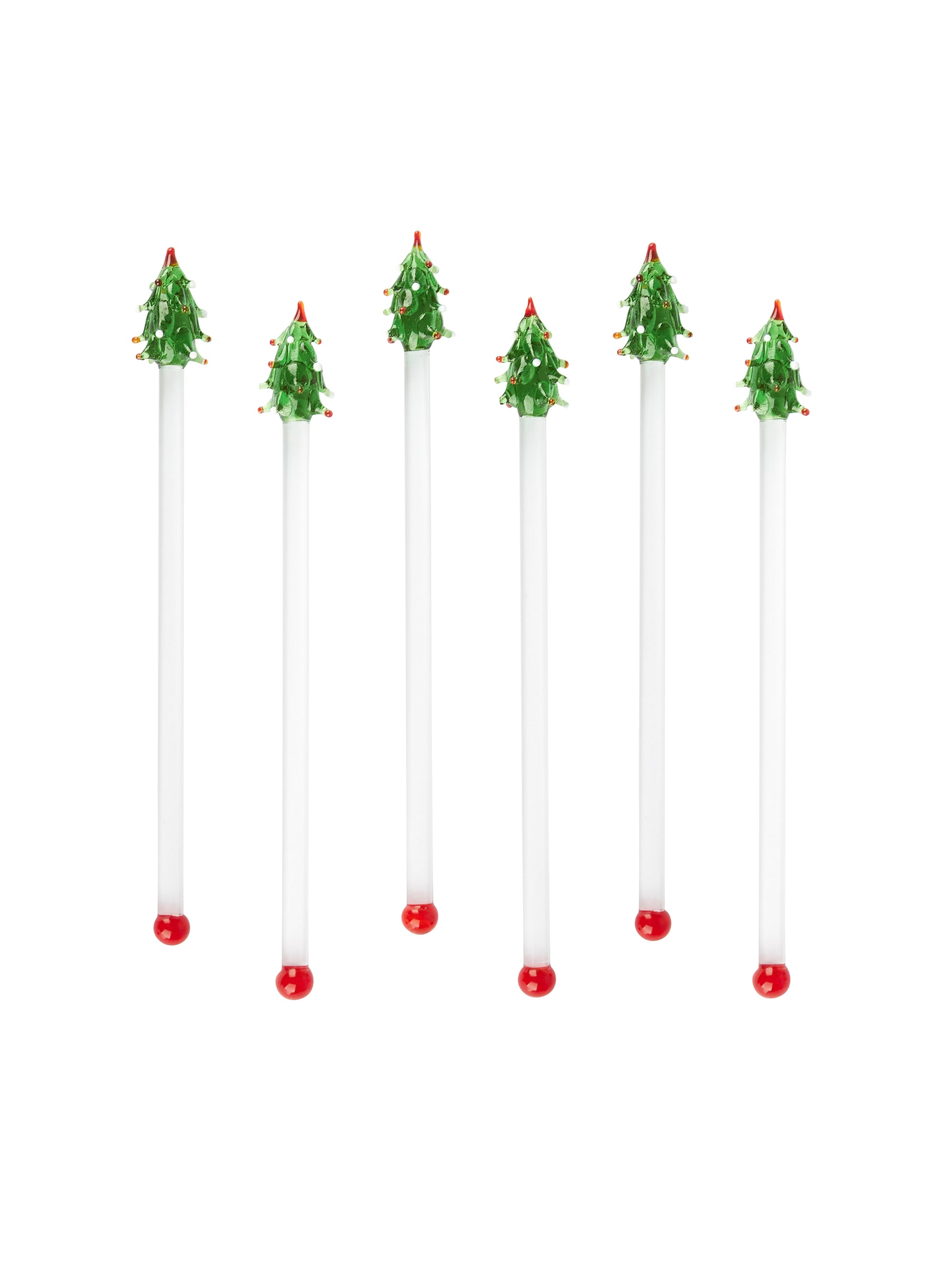 Vintage Retro Christmas Tree Glass Cocktail Stirrers Weston Table