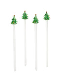 Vintage Retro Christmas Tree Glass Cocktail Stirrers Weston Table