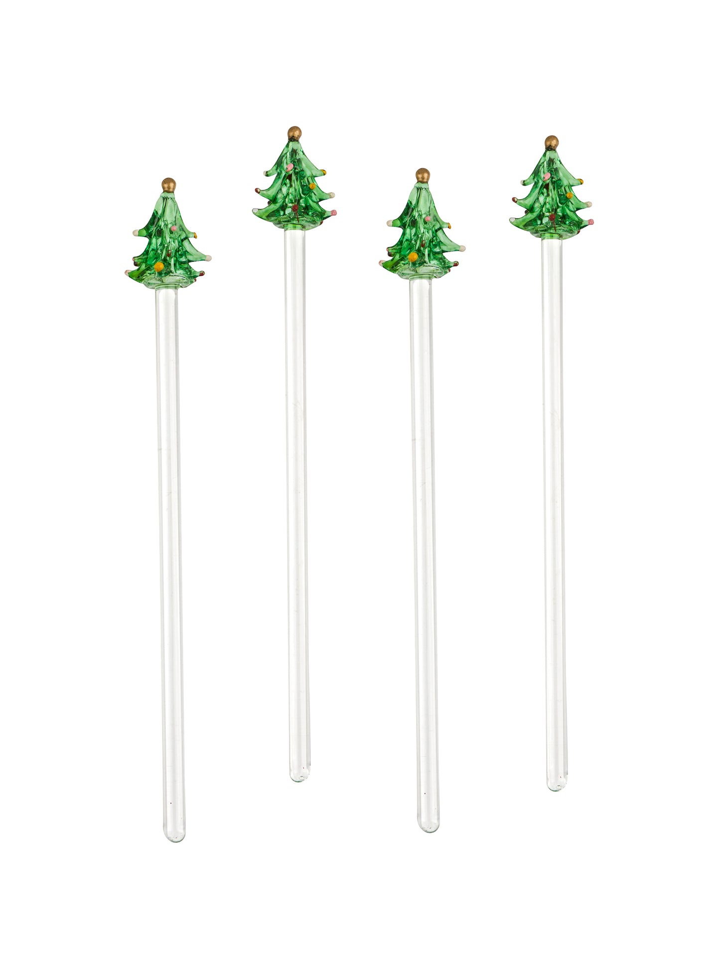 Vintage Retro Christmas Tree Glass Cocktail Stirrers Weston Table