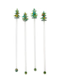 Vintage Retro Christmas Tree Glass Cocktail Stirrers Weston Table