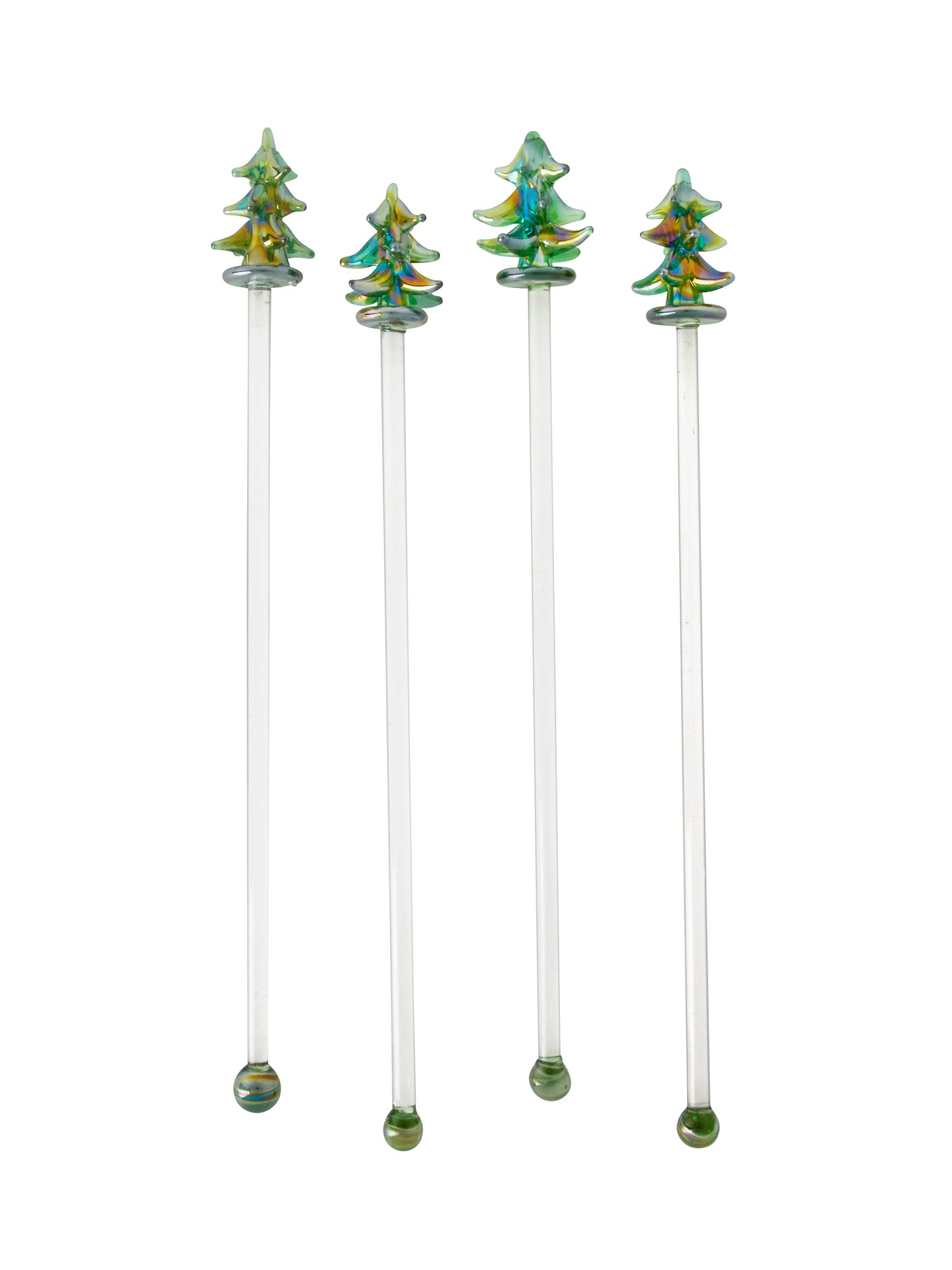 Vintage Retro Christmas Tree Glass Cocktail Stirrers Weston Table