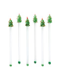 Vintage Retro Christmas Tree Glass Cocktail Stirrers Weston Table