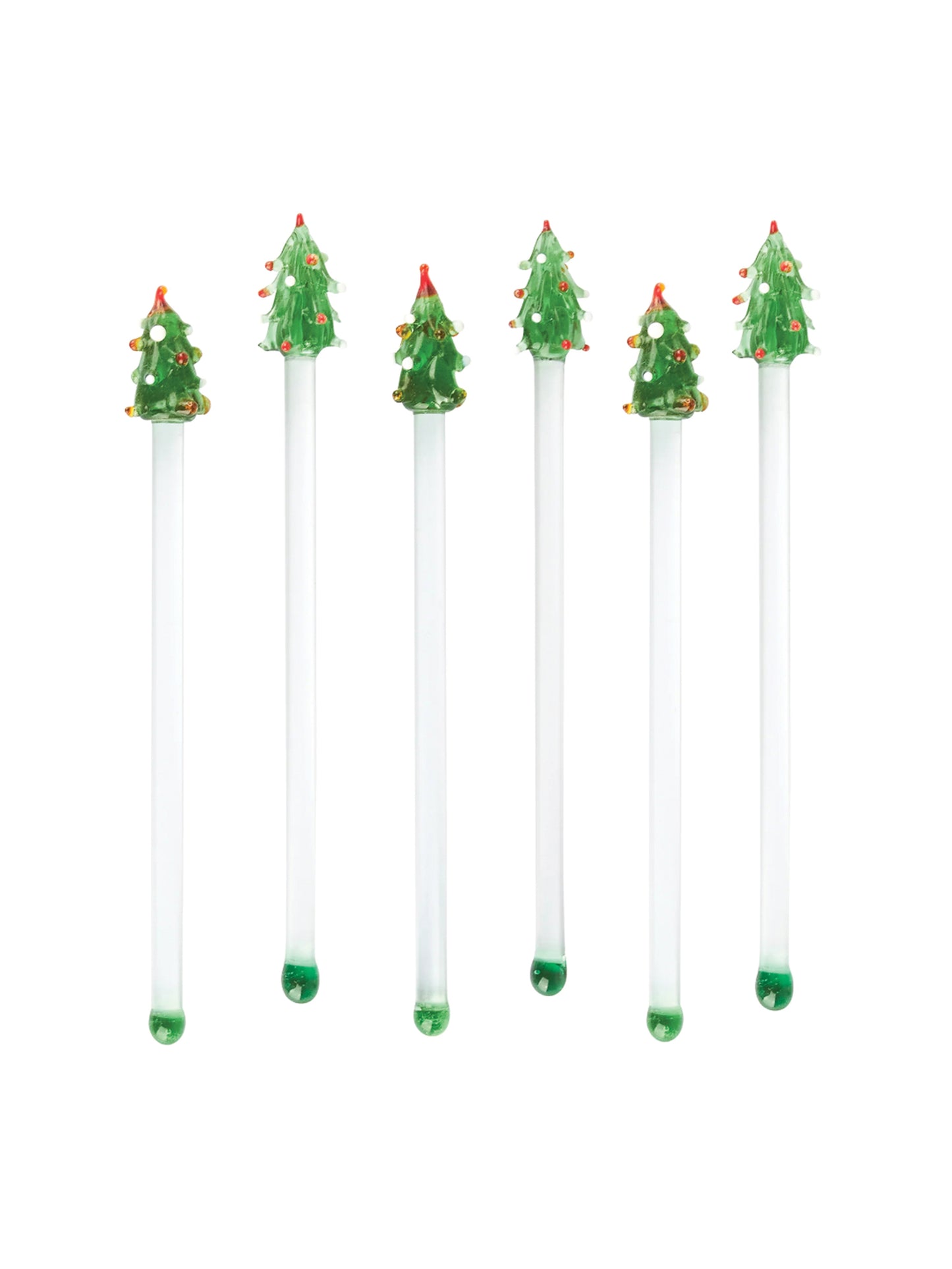 Vintage Retro Christmas Tree Glass Cocktail Stirrers Weston Table