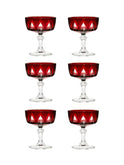 Vintage Retro Cristal D'Arques Durand Ruby Cocktail Glasses Set of Six Weston Table