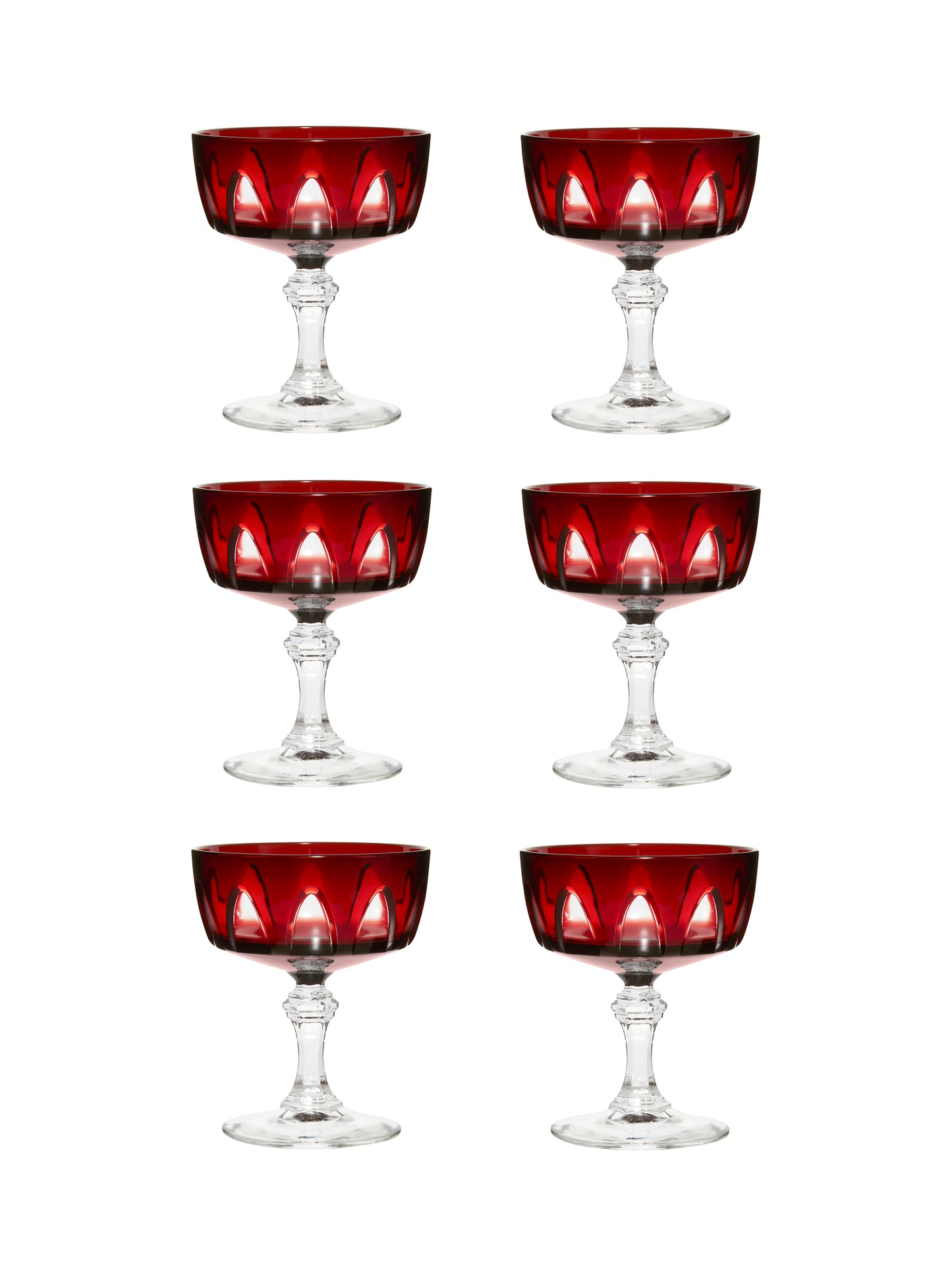 Vintage Retro Cristal D'Arques Durand Ruby Cocktail Glasses Set of Six Weston Table