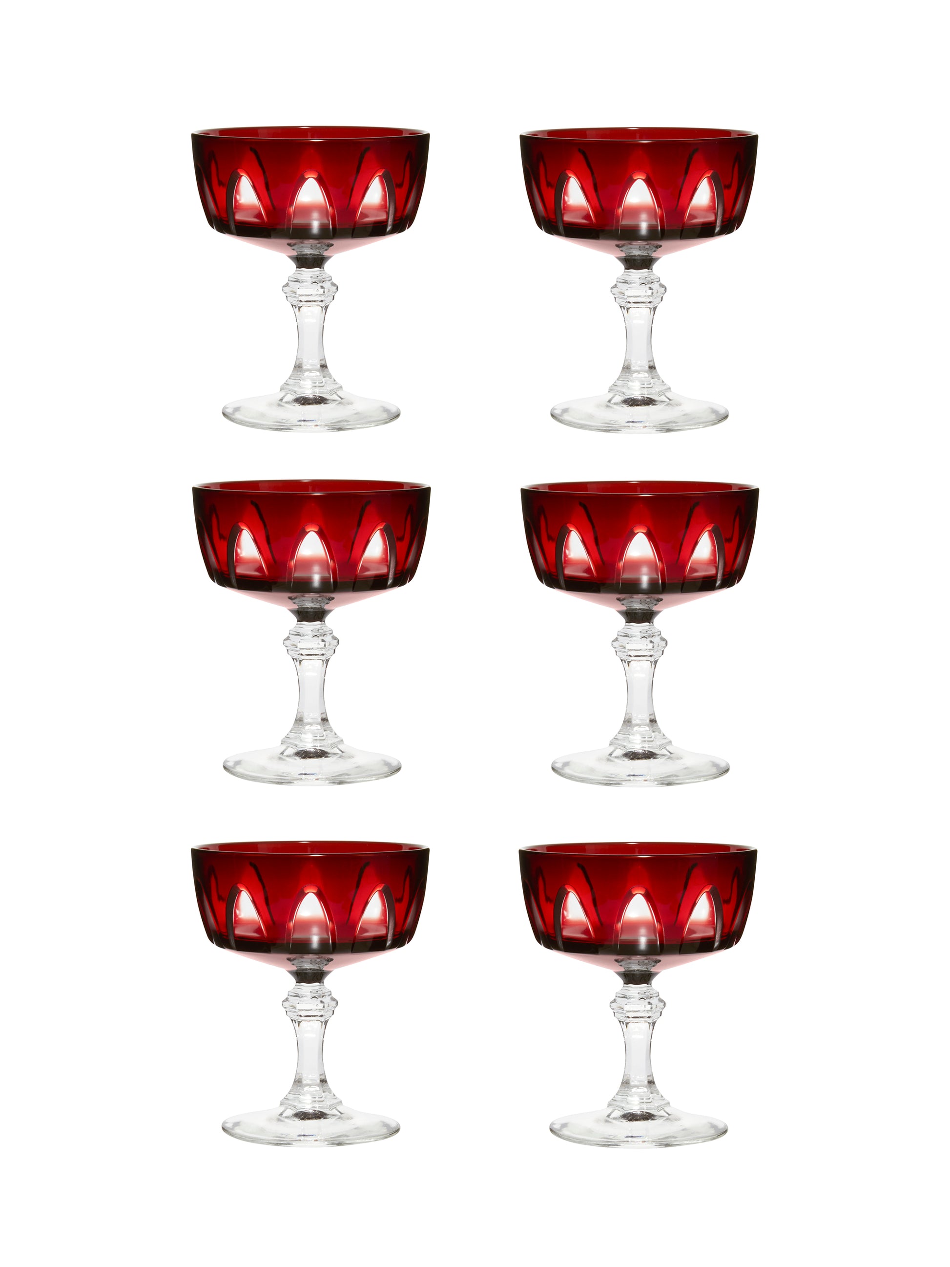 Vintage Retro Cristal D'Arques Durand Ruby Cocktail Glasses Set of Six Weston Table