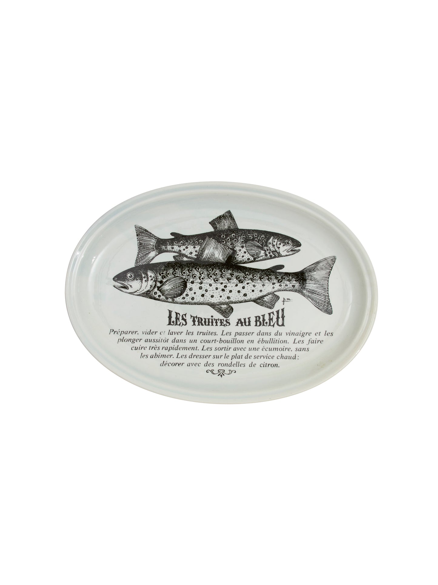 Vintage Retro French Trout Recipe Plate Weston Table