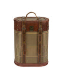 Vintage Retro Leather and Glen Plaid Wood Bottle Carrier Weston Table