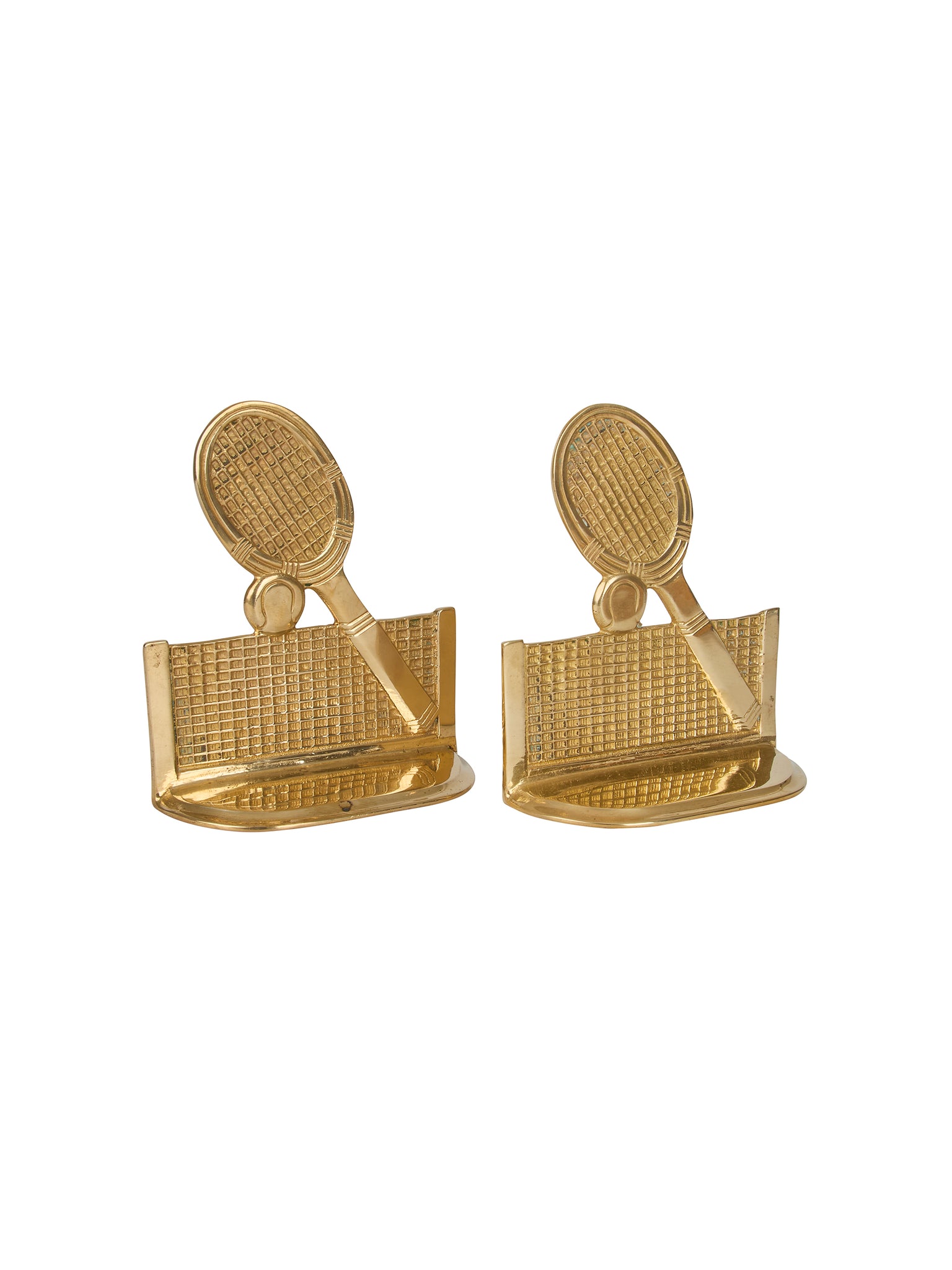 Vintage Retro Tennis Racquet and Net Brass Bookends Weston Table
