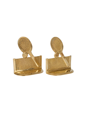  Vintage Retro Tennis Racquet and Net Brass Bookends Weston Table 