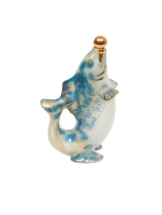 Vintage Retro Ukranian Aqua Fish Decanter Set Weston Table