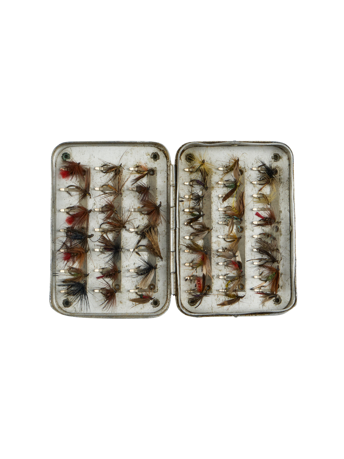 Vintage Richard Wheatley Small Trout Fly Box 48 Flies Weston Table