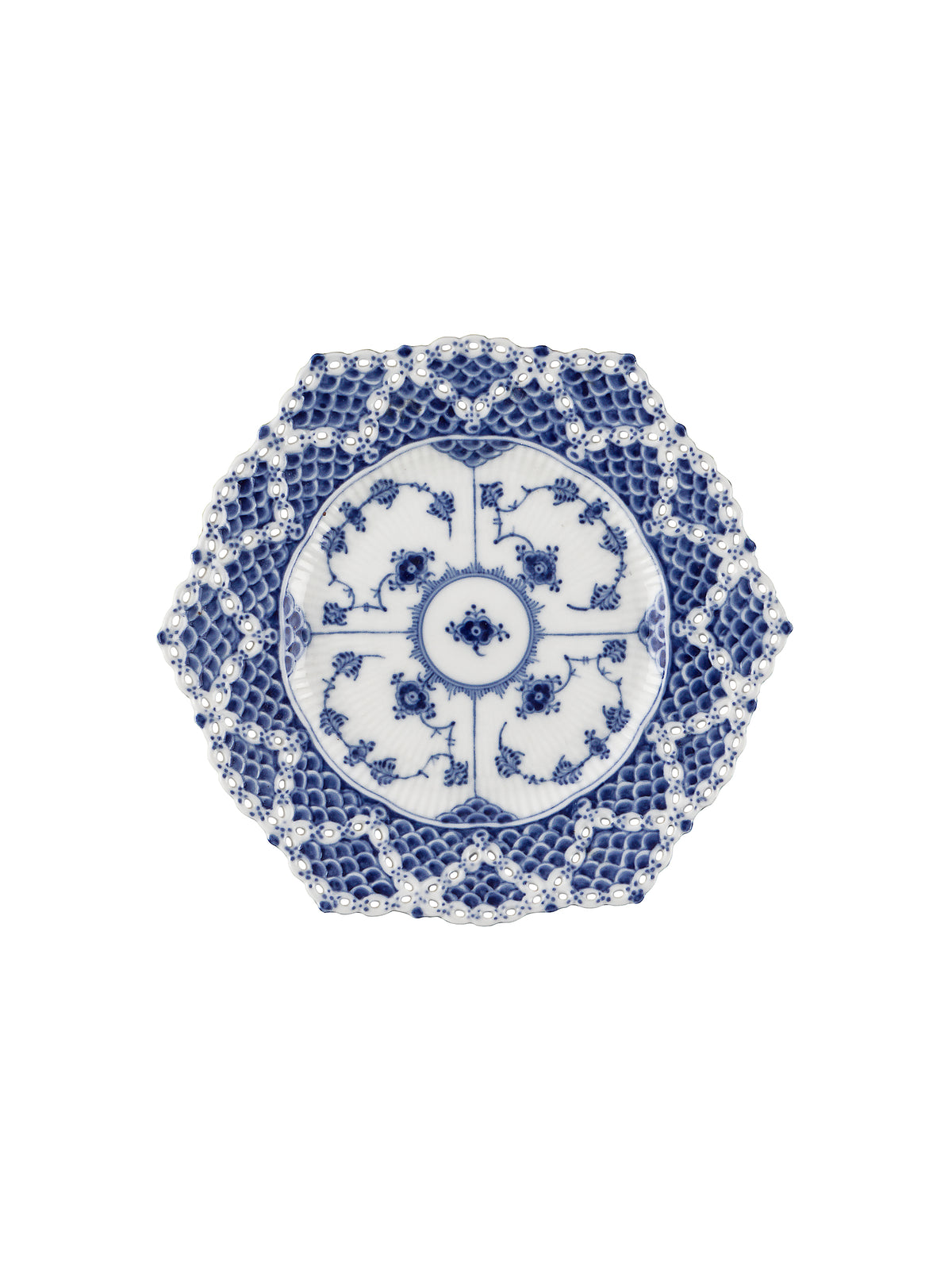 Vintage Royal Copenhagen Blue Fluted Double Lace Plate Two Weston Table
