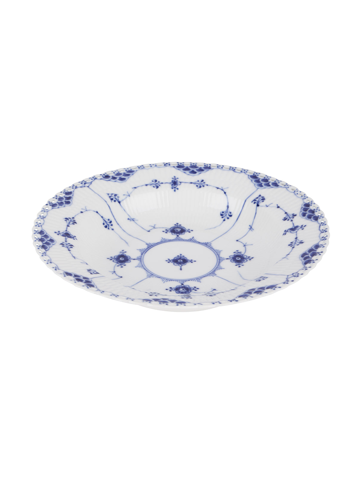 Vintage Royal Copenhagen Blue Fluted Full Lace 10" Soup Bowl Weston Table