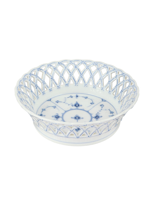 Vintage Royal Copenhagen Blue Fluted Full Lace Fruit Bowl Basket Weston Table