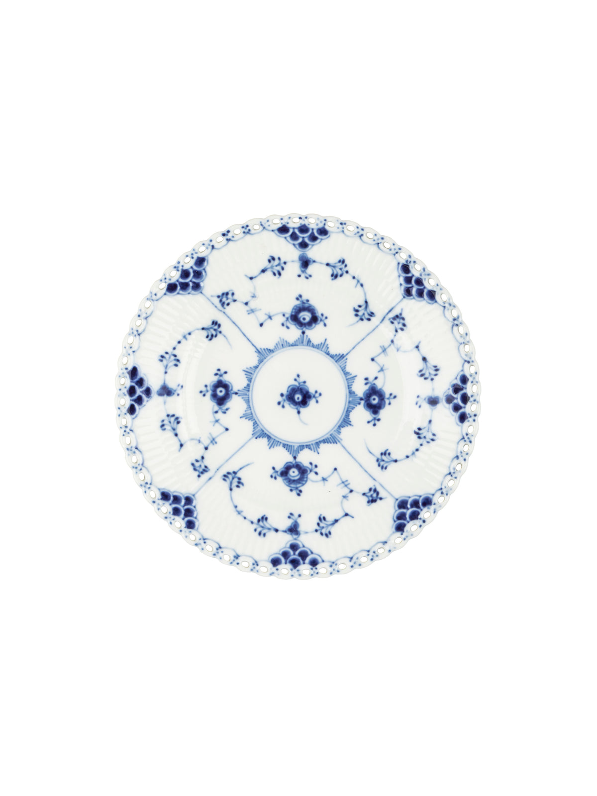 Vintage Royal Copenhagen Blue Fluted Full Lace Canape Plate 6 Inch Weston Table