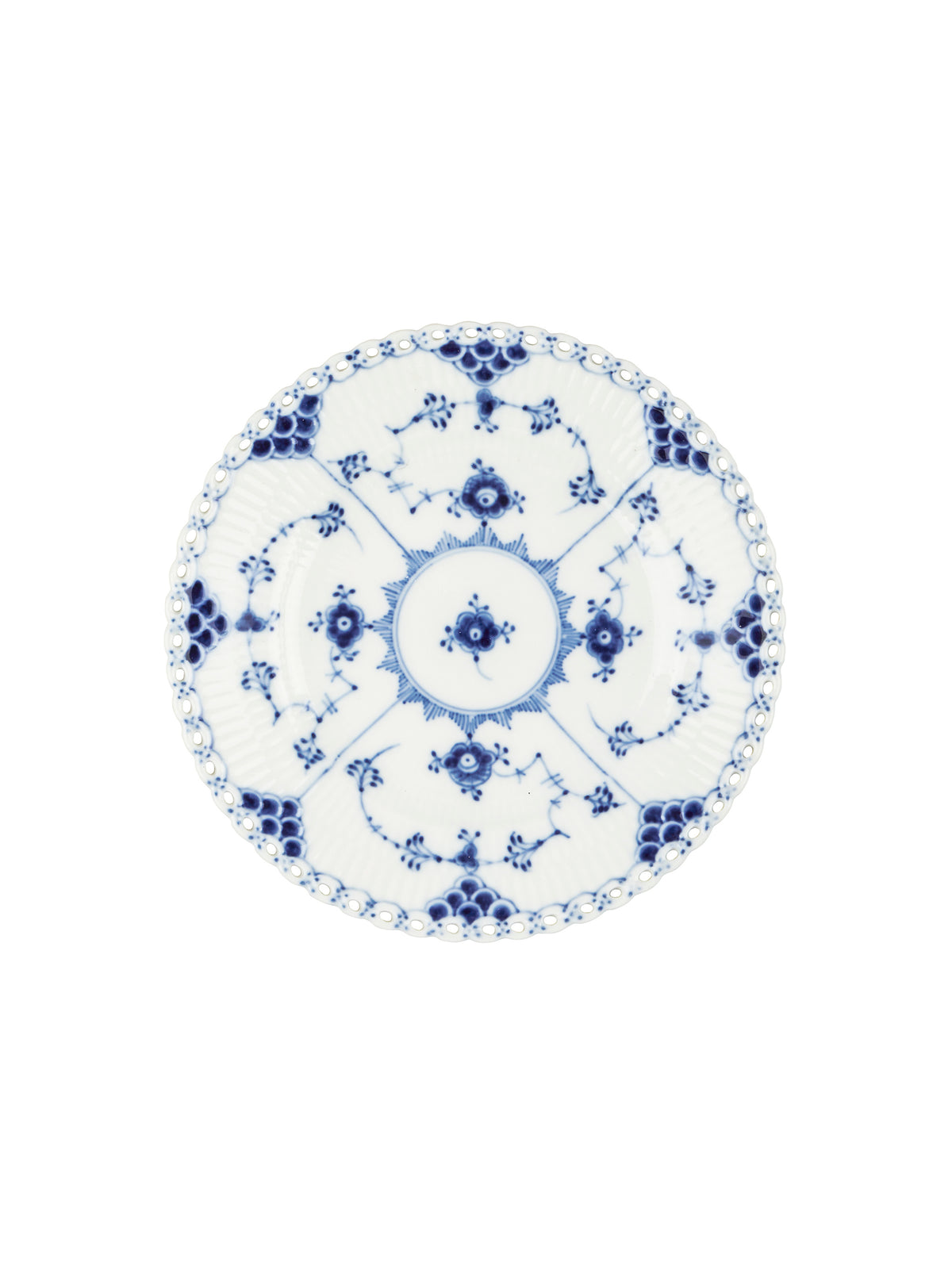 Vintage Royal Copenhagen Blue Fluted Full Lace Canape Plate 6.75 Inch Weston Table