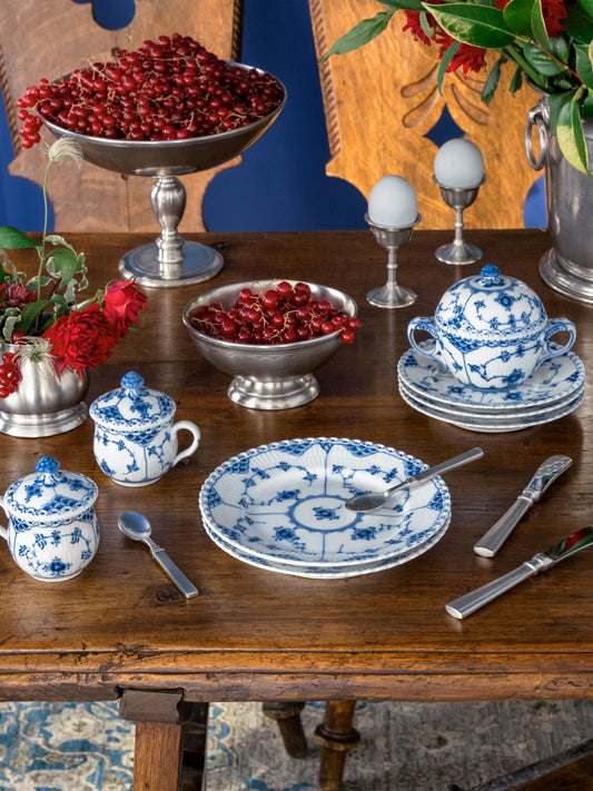 Vintage Royal Copenhagen Blue Fluted Full Lace Canape Plate Weston Table