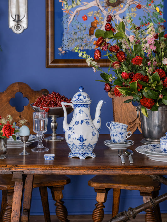 Vintage Royal Copenhagen Blue Fluted Full Lace Coffee Pot Weston Table