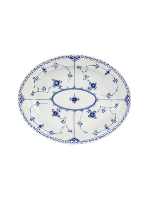  Vintage Royal Copenhagen Blue Fluted Full Lace Oval Serving Platter Weston Table 