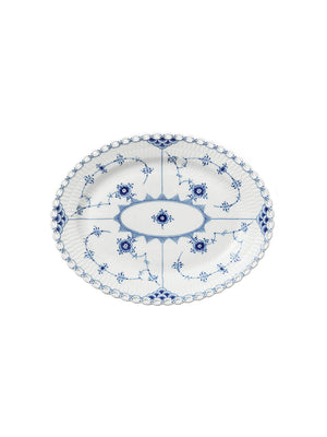  Vintage Royal Copenhagen Blue Fluted Full Lace Oval Serving Platter Weston Table 