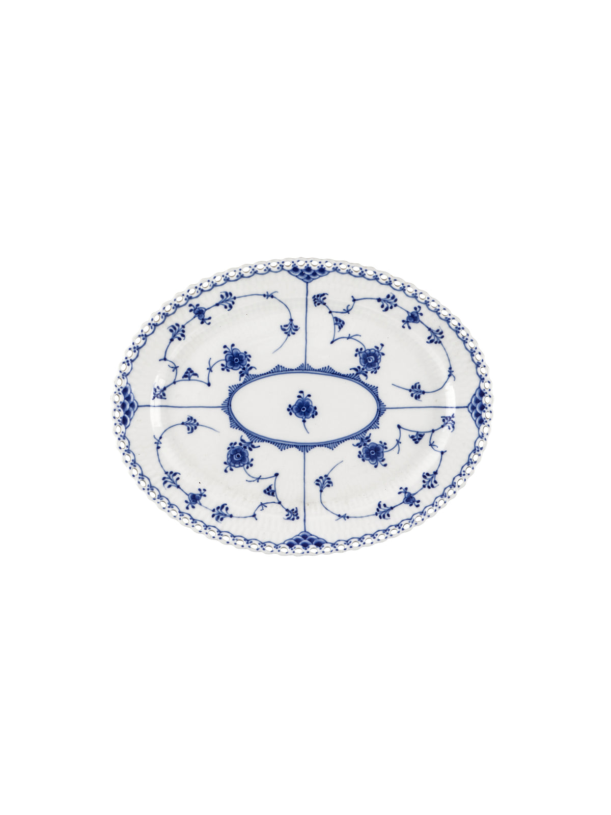 Vintage Royal Copenhagen Blue Fluted Full Lace Oval Serving Platter Small Weston Table