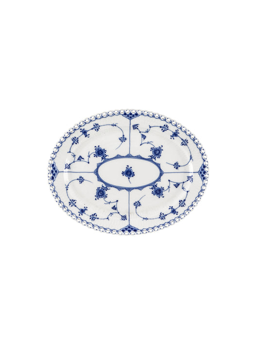 Vintage Royal Copenhagen Blue Fluted Full Lace Oval Serving Platter Small Weston Table