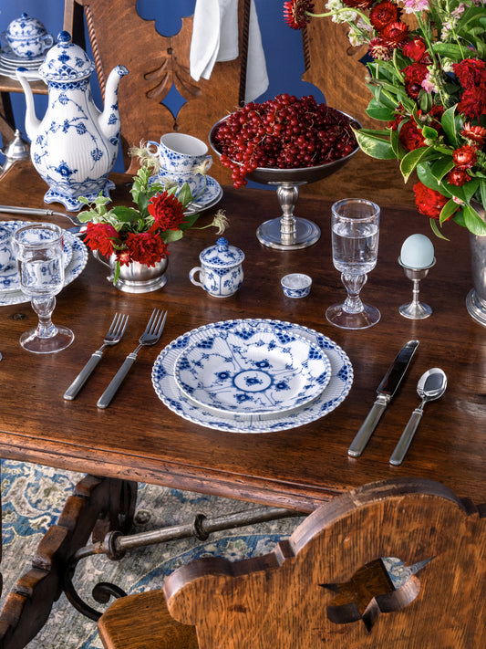 Vintage 19th Century Royal Copenhagen Blue Fluted Full Lace Salad Plate Weston Table